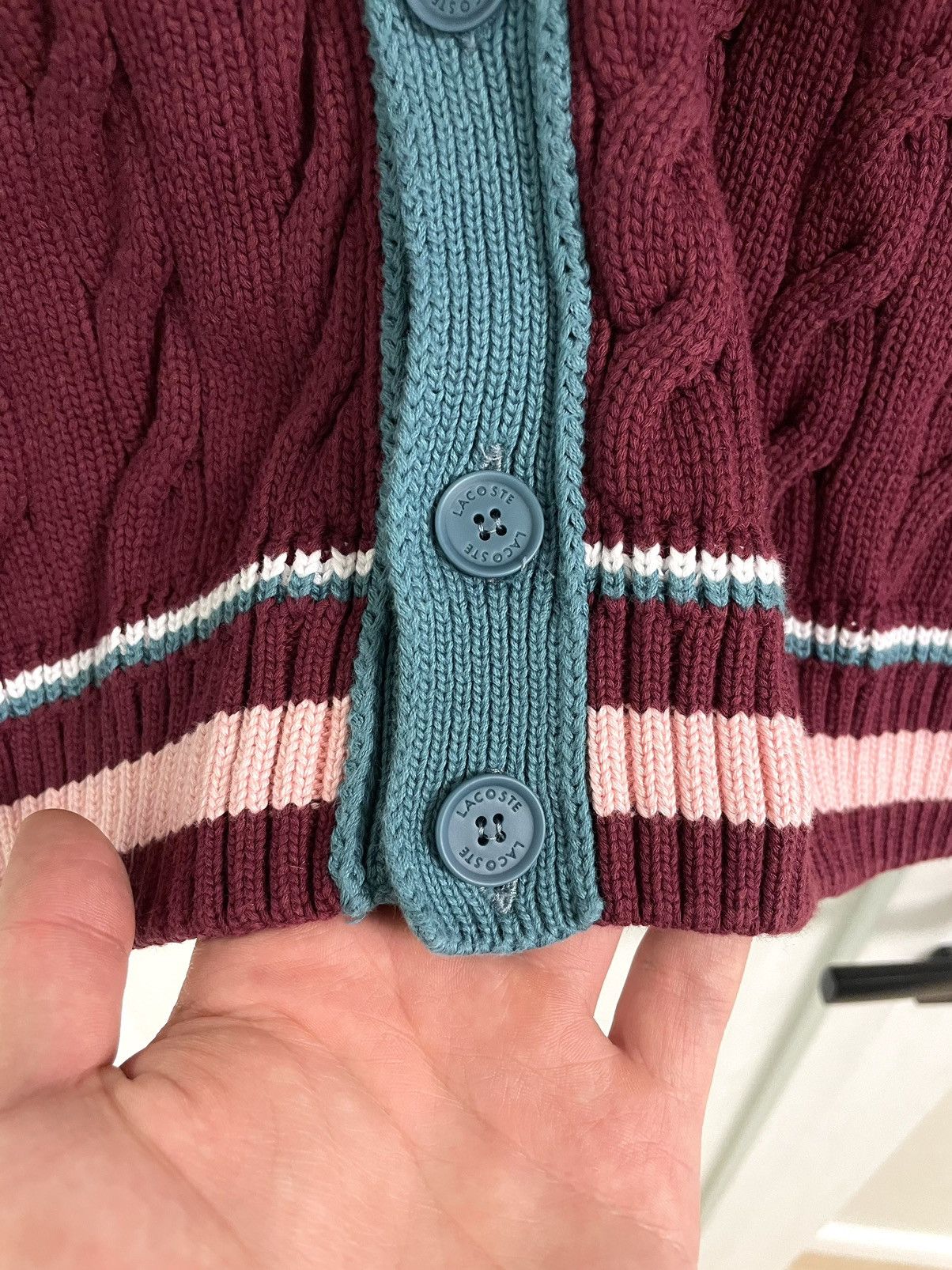 Lacoste Lacoste Roland Garros Tennis Cable Knit Sweater Cardigan Size US XXL / EU 58 / 5 - 5 Thumbnail