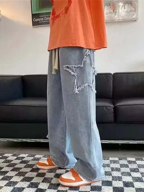 Japanese Brand × Jean Vintage Star Embroidered Jeans Retro Washed Pants Size US 32 / EU 48 - 1 Thumbnail