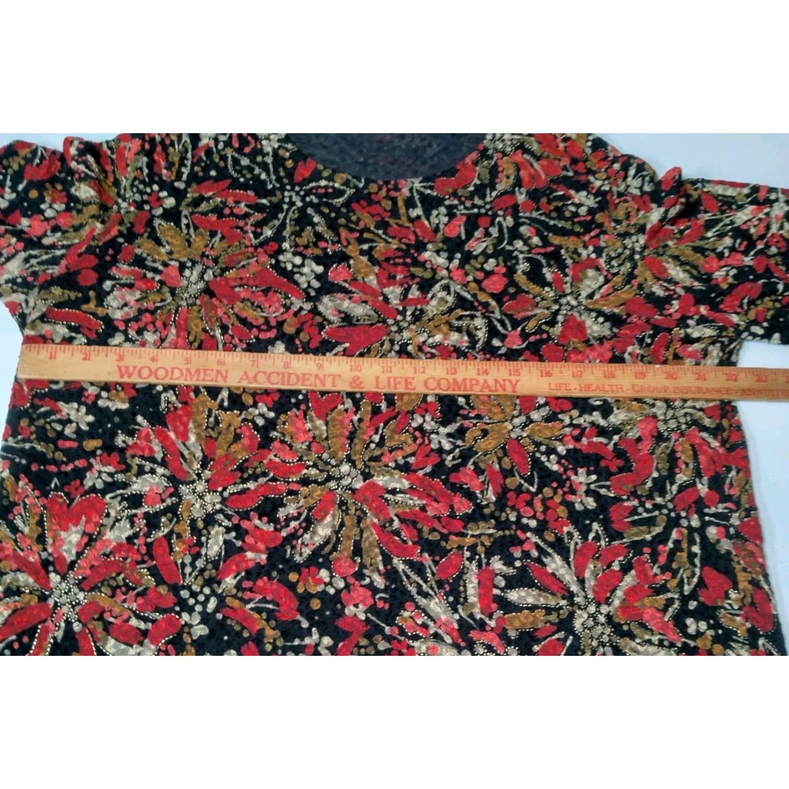 Laura Ashley Laura Ashley Shirt Women XL Black Maroon Tan Floral Stretch Textured Abstract Size XL / US 12-14 / IT 48-50 - 4 Thumbnail