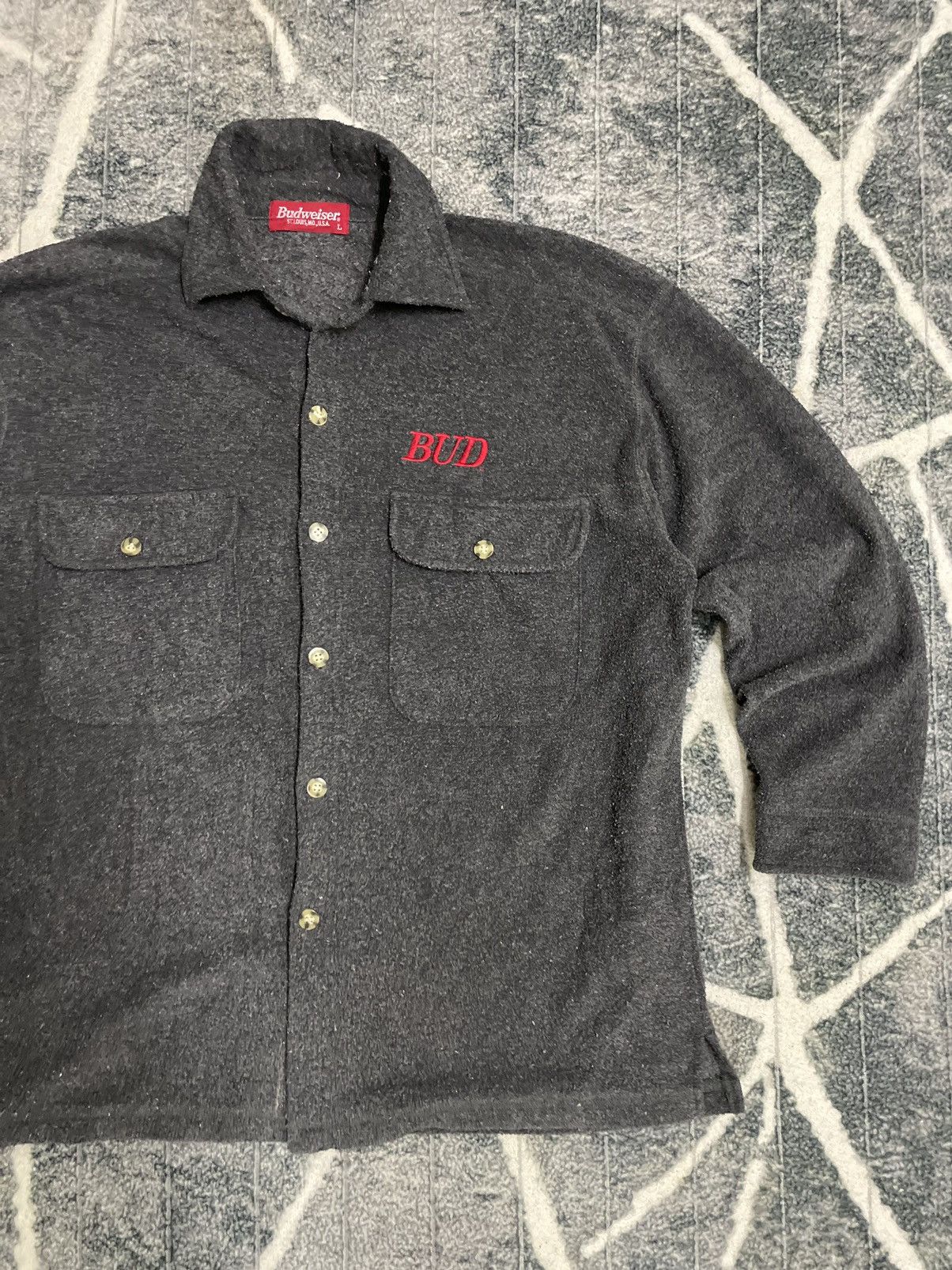 Budweiser × Vintage VINTAGE BUDWEISER FLANNEL BUTTON UP WOOL Size US L / EU 52-54 / 3 - 4 Thumbnail
