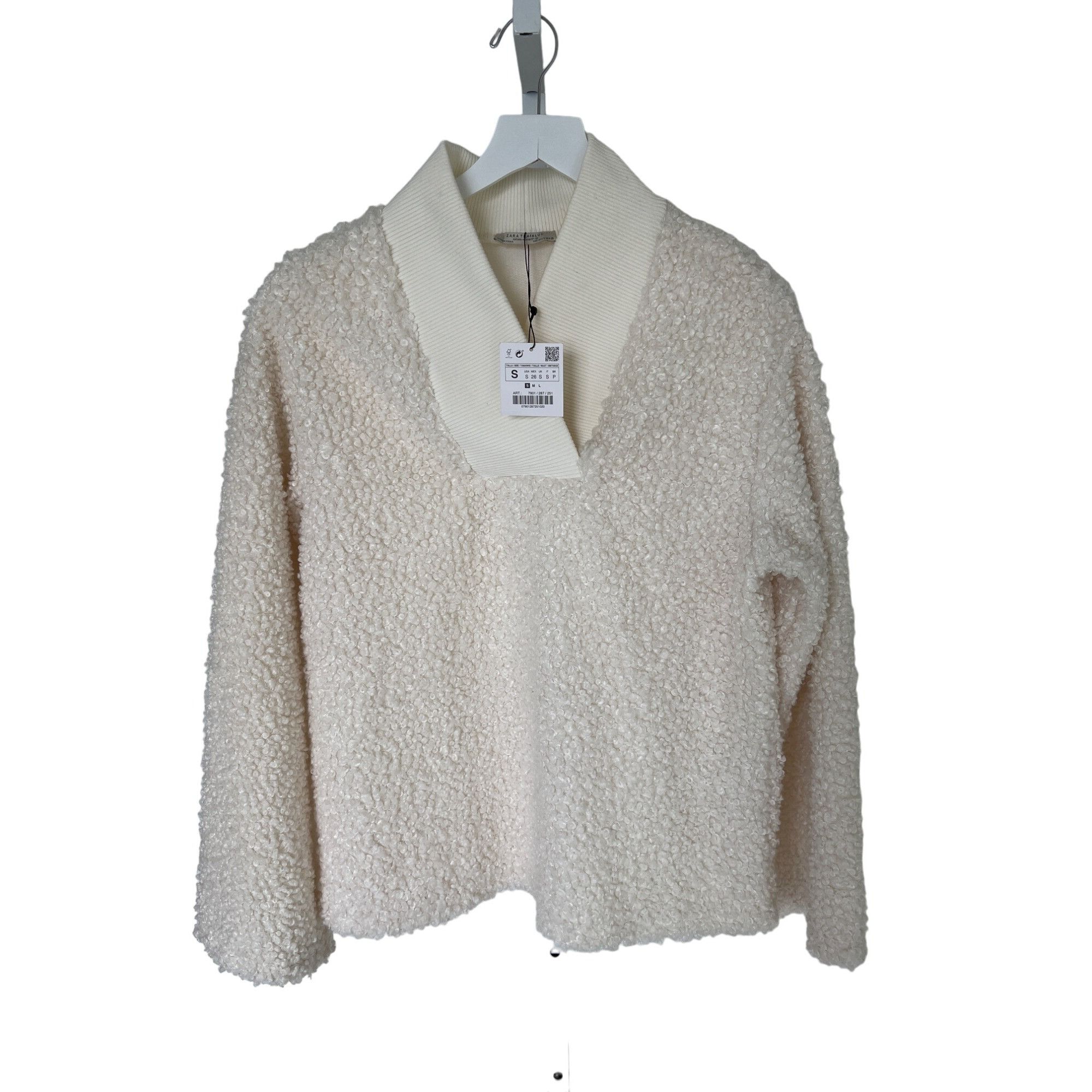 Zara Zara Trafaluc Ivory Fuzzy Sweater Size S / US 4 / IT 40 - 2 Thumbnail