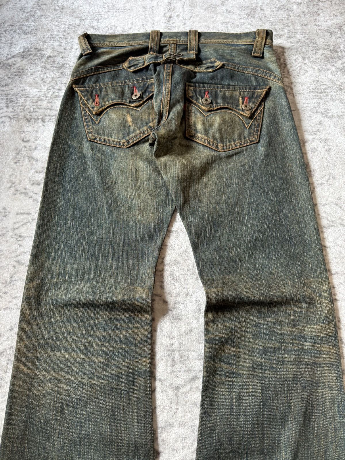 2000s Edwin V-Cut Mudwashed Flare Denim Archive
