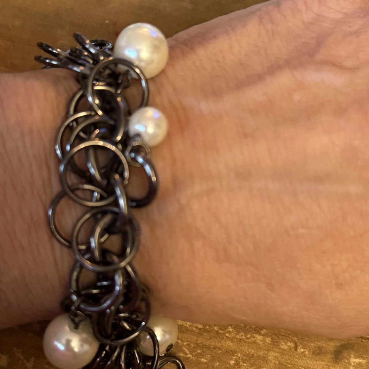 Other Gunmetal pearl charms chain bracelet Size ONE SIZE - 4 Thumbnail