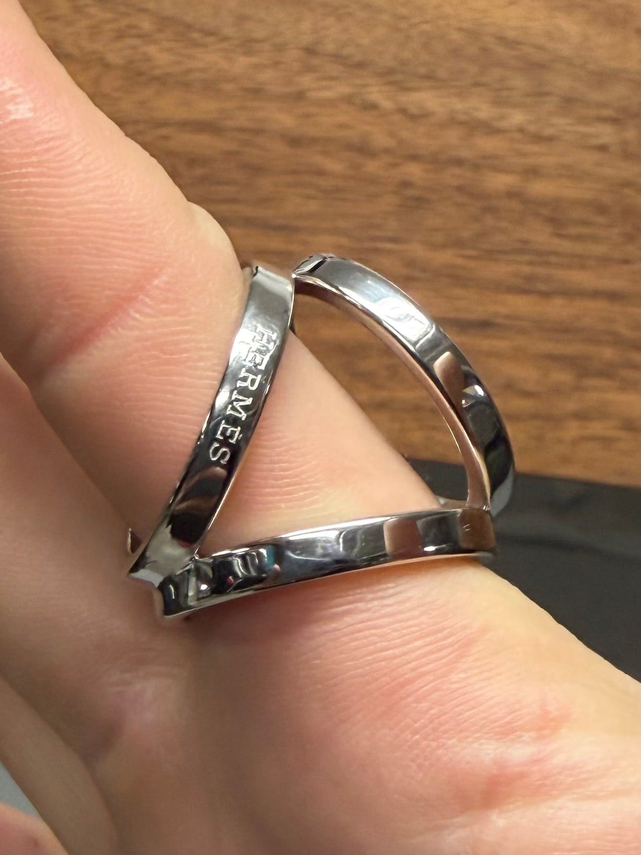 Hermes Hermes Palladium Plated Mini Trio ‘Twilly’ Ring Size ONE SIZE - 2 Thumbnail