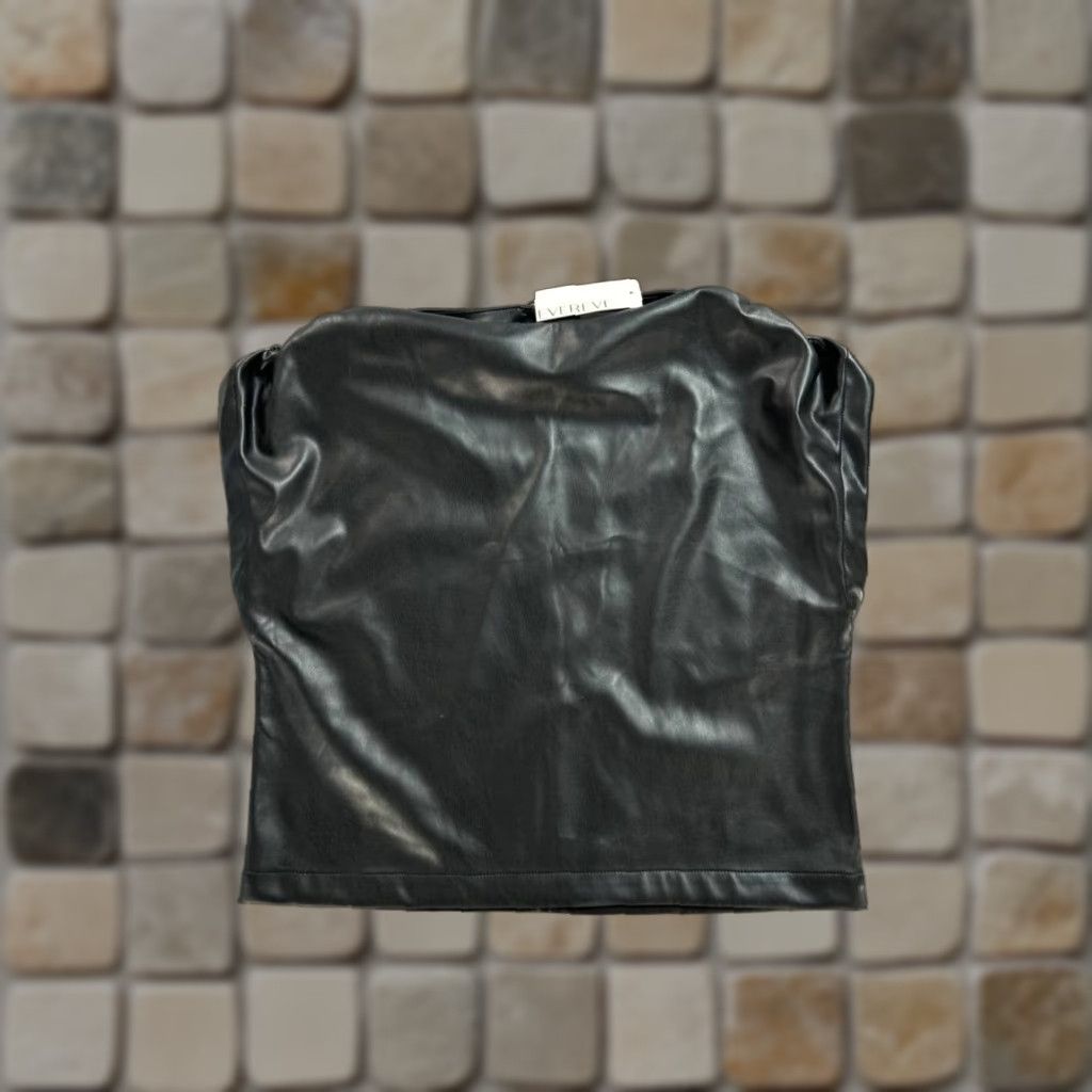 Vintage Evereve Shirt Womens Small Black Faux Leather Top New Size S / US 4 / IT 40 - 1 Thumbnail
