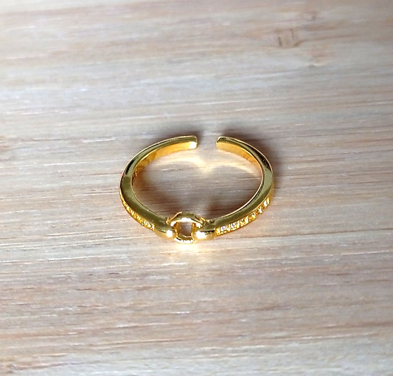 Vintage Stunning Tiny O-Link Clear Zircon Gems Silver Gold Ring Size ONE SIZE - 2 Thumbnail