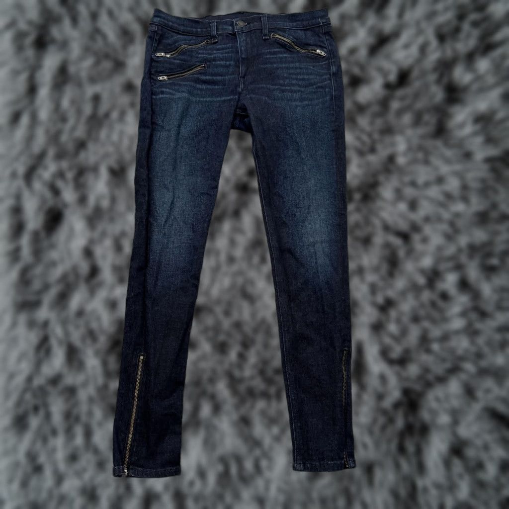 Rag & Bone rag & bone Kensington Skinny Jeans Womens 31 Blue Dark Wash Ankle Zip Stretch USA Size 24" / US 00 / IT 34 - 1 Thumbnail