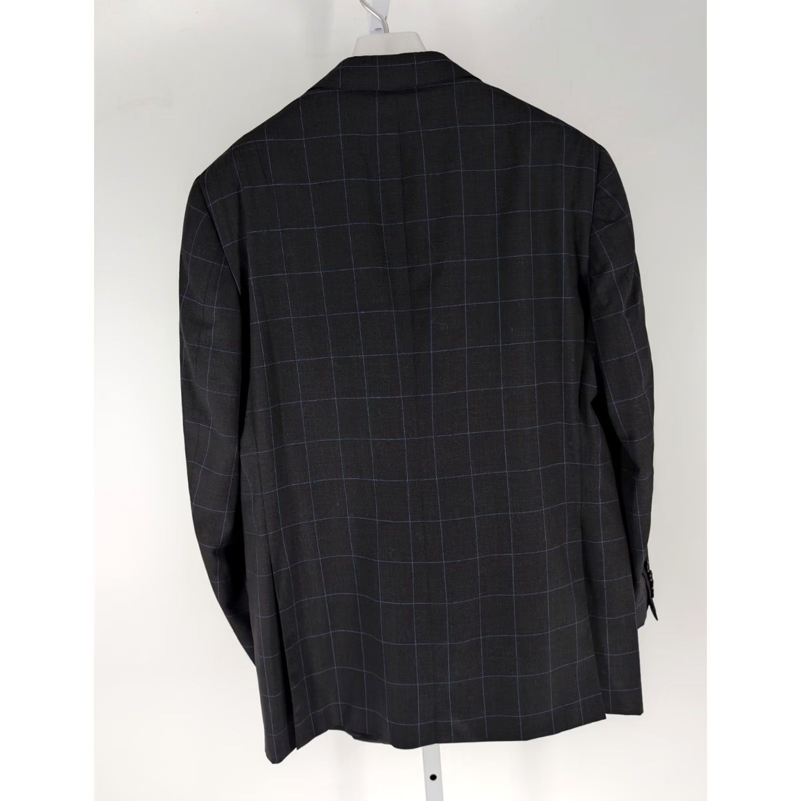 Vintage VINTAGE Oxxford Blazer Shirt 42 Charcoal Blue Windowpane Plaid Sport Coat Mens 42 USA Vintage 2001 Size 42R - 3 Thumbnail