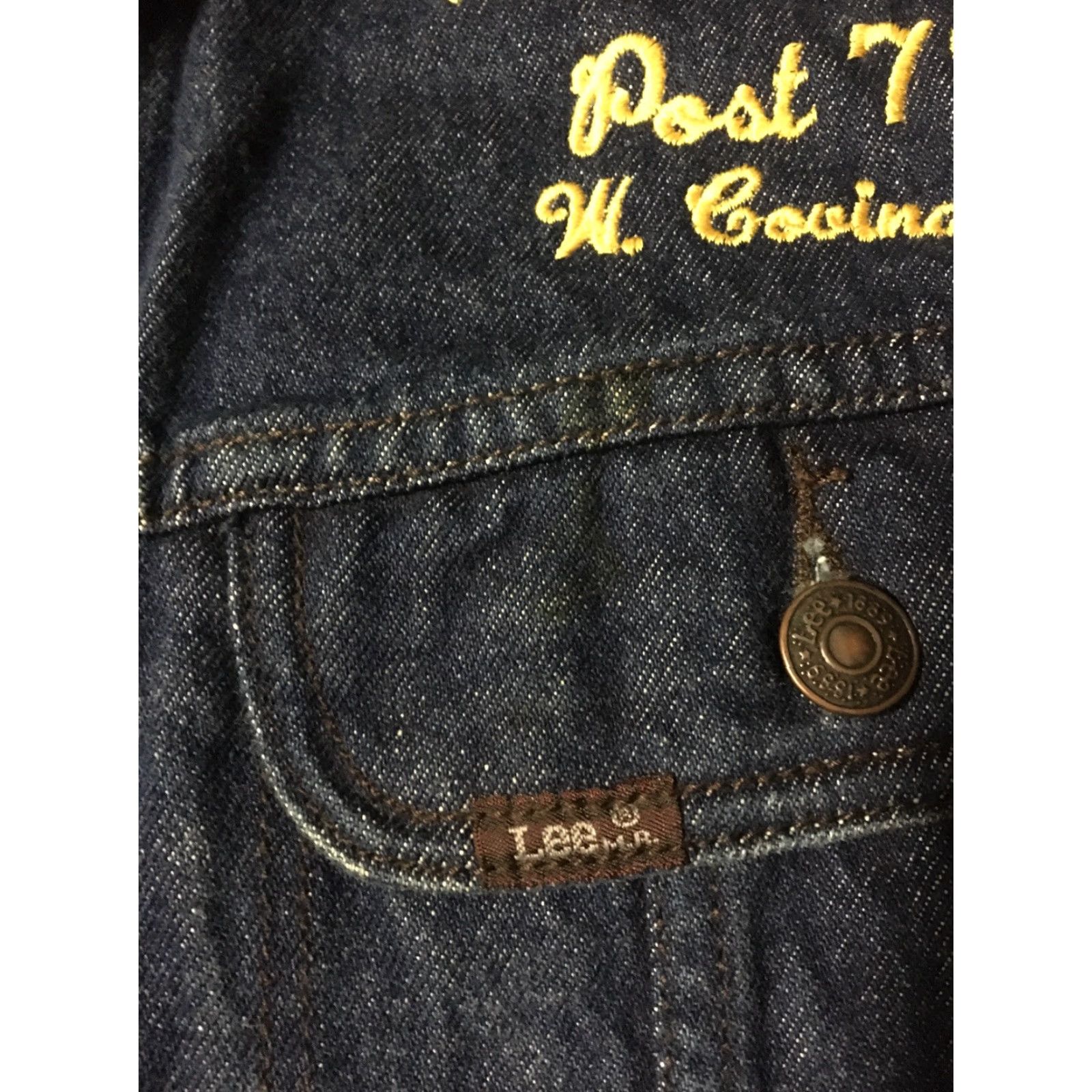 Lee VINTAGE Lee Denim Jacket US Army 5th Special Forces Vietnam Bald Eagle American Flag Blue L Men Jacket 80s 90s Size US L / EU 52-54 / 3 - 6 Thumbnail