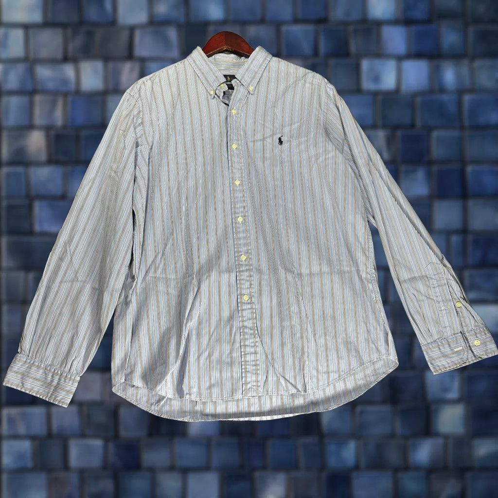 Ralph Lauren Ralph Lauren Shirt Mens XL Blue White Striped Cotton Button-Down Long Sleeve with Logo Size US XL / EU 56 / 4 - 1 Thumbnail