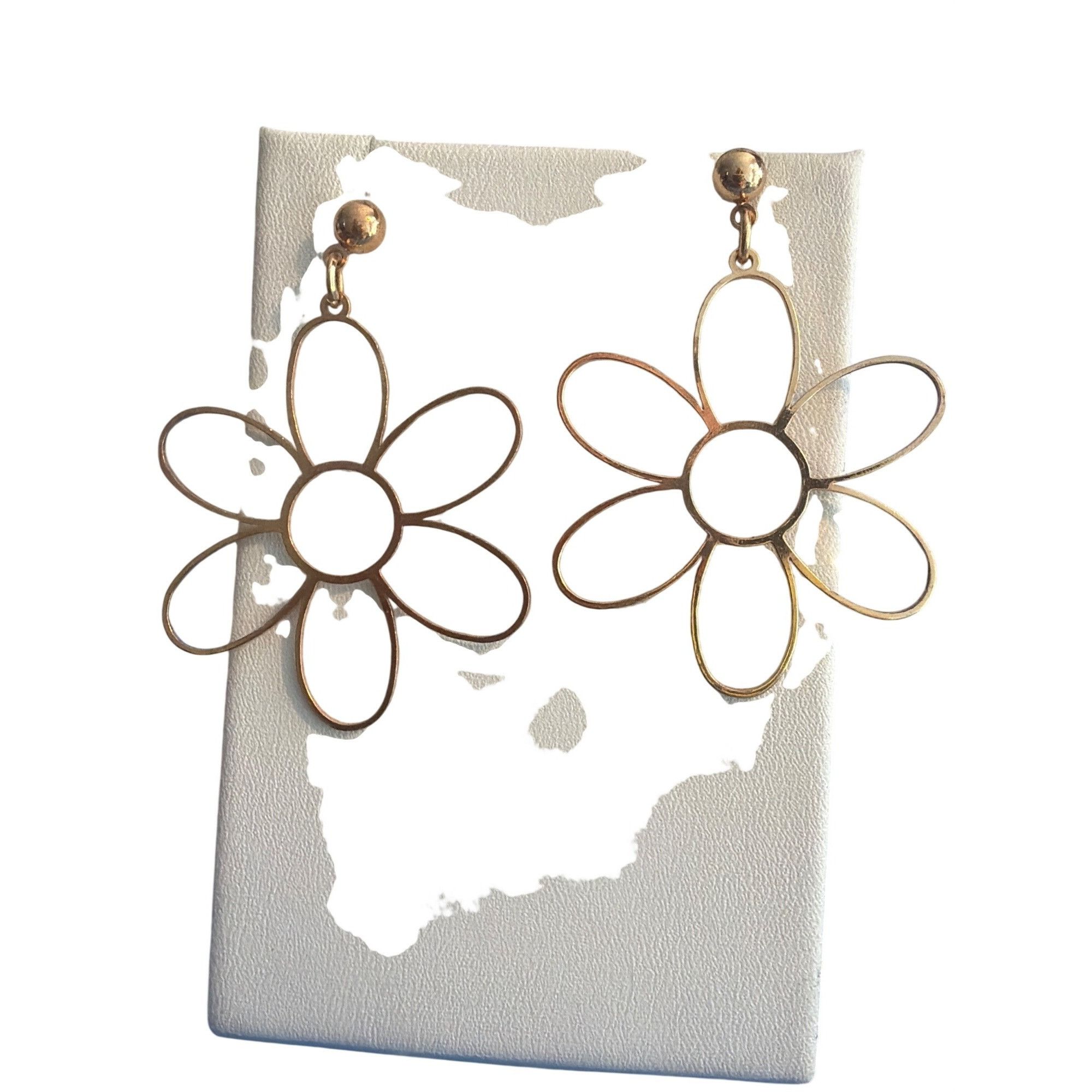 Other Gold Tone Open Flower Drop Dangle Earrings Lightweight State Size ONE SIZE - 2 Thumbnail