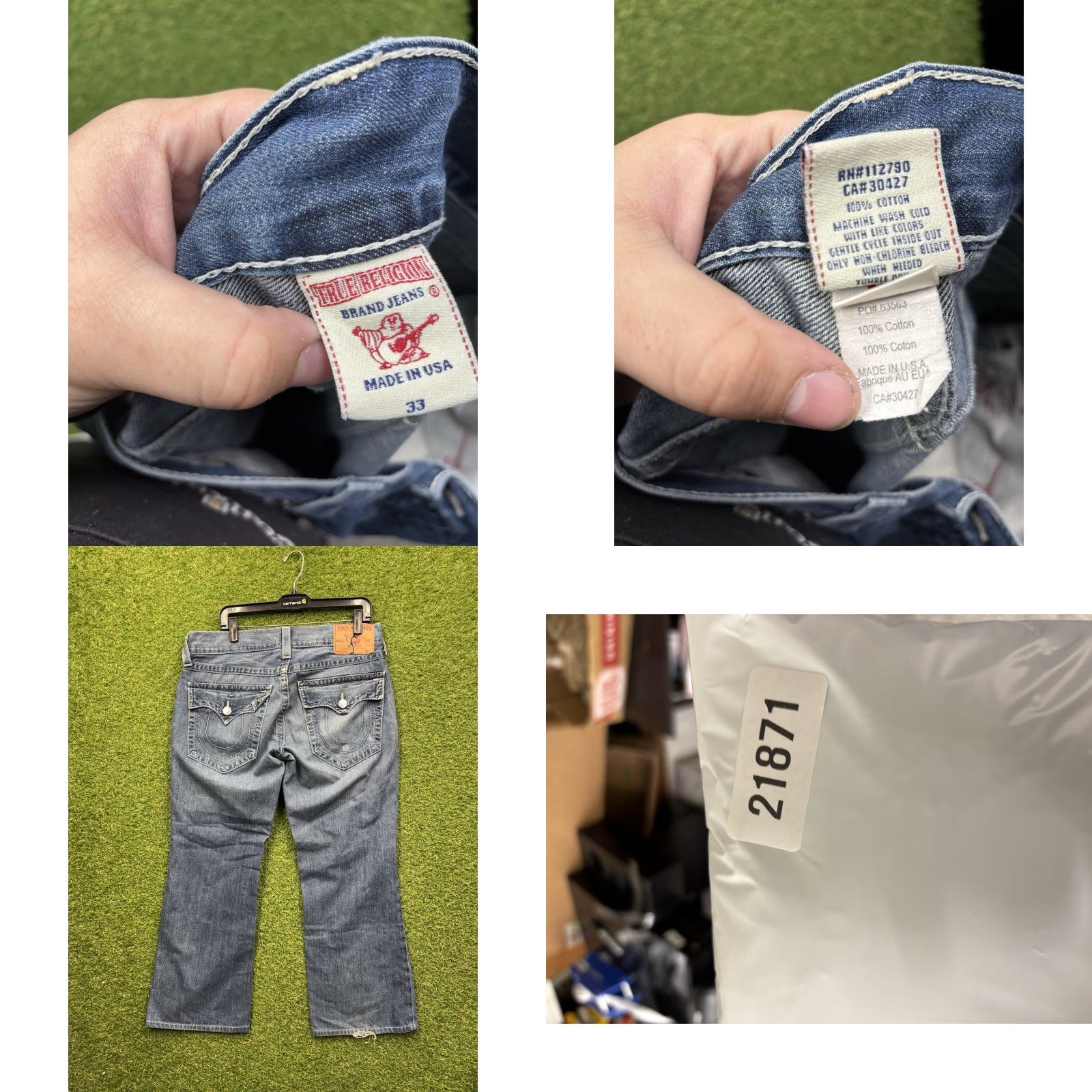 True Religion VINTAGE True Religion Jeans Mens 33 Blue Billy Straight Flap Pocket OM Big T y2k 33x28 Size US 33 - 8 Thumbnail