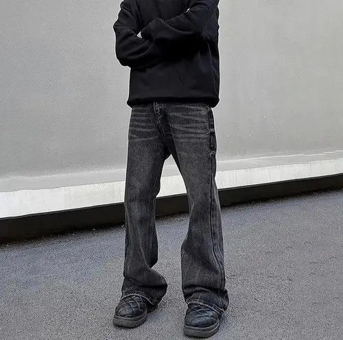 Designer × Japanese Brand × Jean Loose Straight-leg Flared Black Jeans Size US 31 - 3 Thumbnail