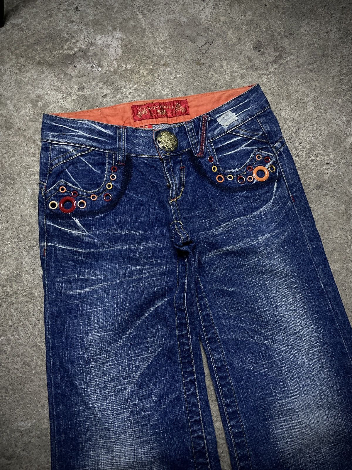 Hysteric Glamour 2000’s Redpepper - Super Flared Rings Denim Pants Size US 27 - 2 Thumbnail