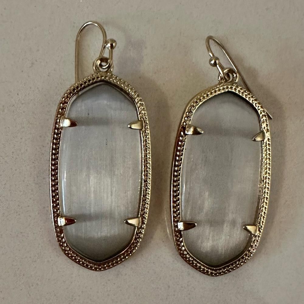 Designer Kendra Scott Elle Slate Cat’s Eye Drop Earrings Gold Frame Size ONE SIZE - 4 Thumbnail