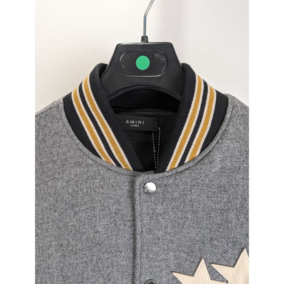 Amiri o1rshd1 Oversized Stars Varsity Jacket in Gray Size US XL / EU 56 / 4 - 4 Thumbnail