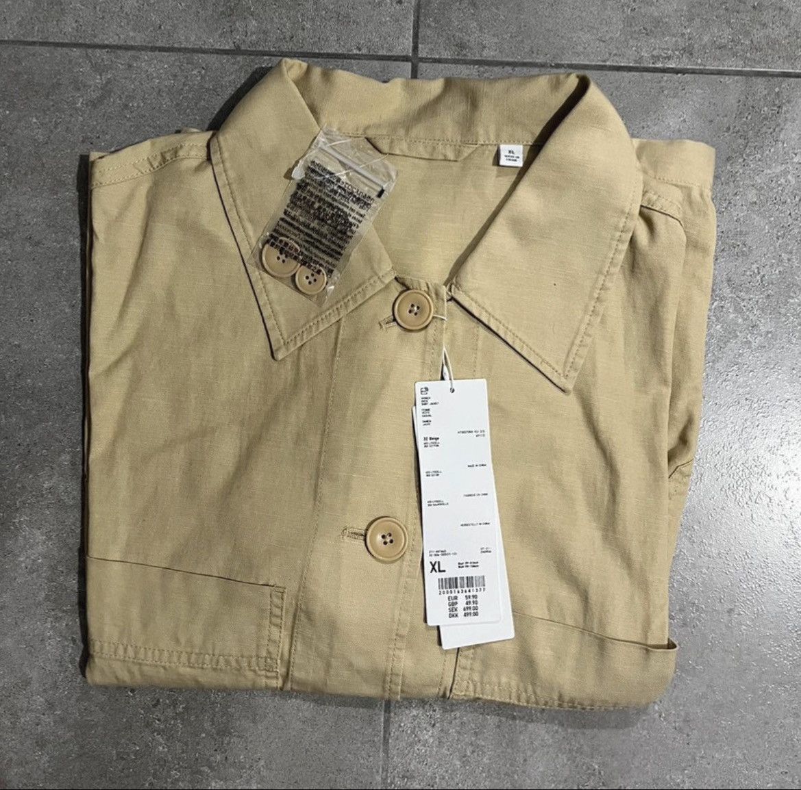 Uniqlo Uniqlo U Overshirt Jacket SS22 - Beige (XL) Size US XL / EU 56 / 4 - 2 Thumbnail