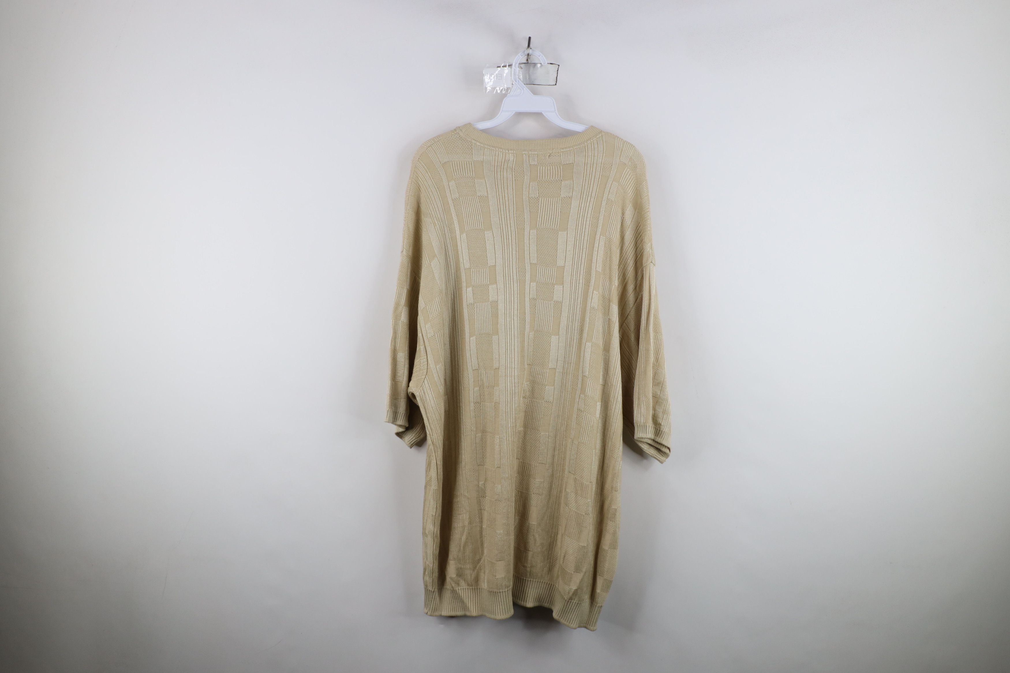 Vintage Vintage 90s Streetwear Knit Short Sleeve Sweater Gold USA Size US XXL / EU 58 / 5 - 9 Thumbnail