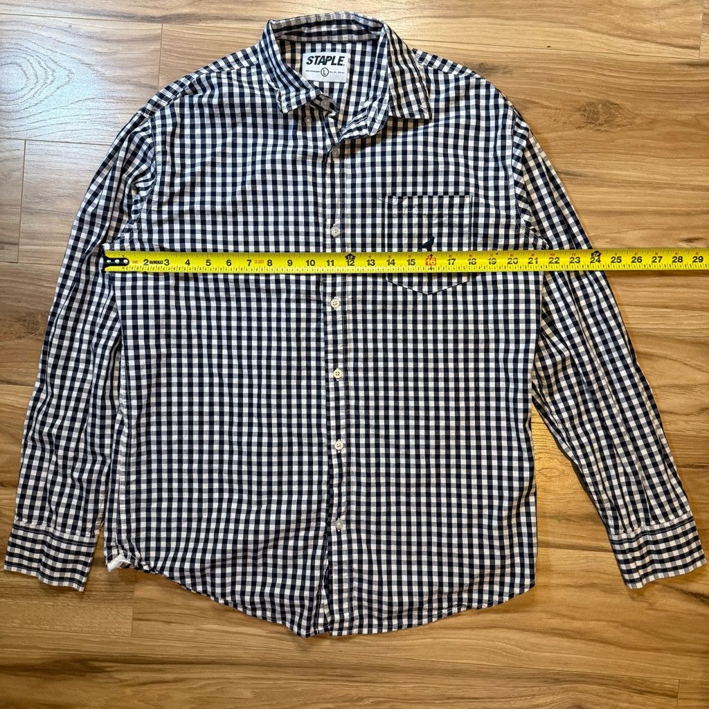 Japanese Brand Staple Men’s L Gingham Button Shirt Navy White Size US L / EU 52-54 / 3 - 5 Thumbnail