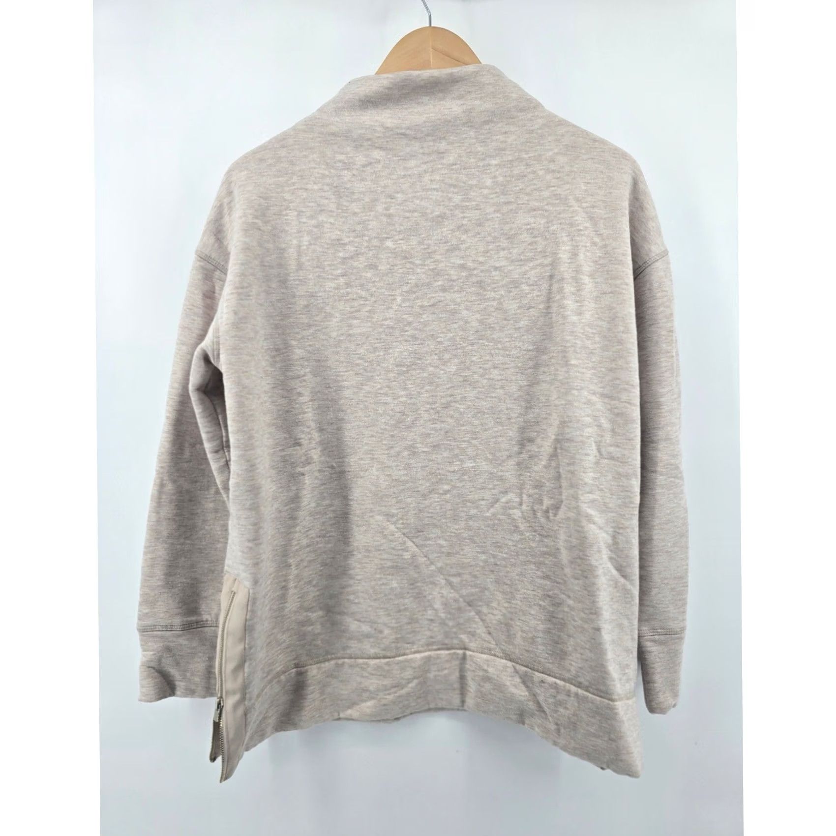 Vintage Haven Well Within Sweatshirt Womens M Beige Mock Neck Side Zip Tencel Pullover Size M / US 6-8 / IT 42-44 - 3 Thumbnail
