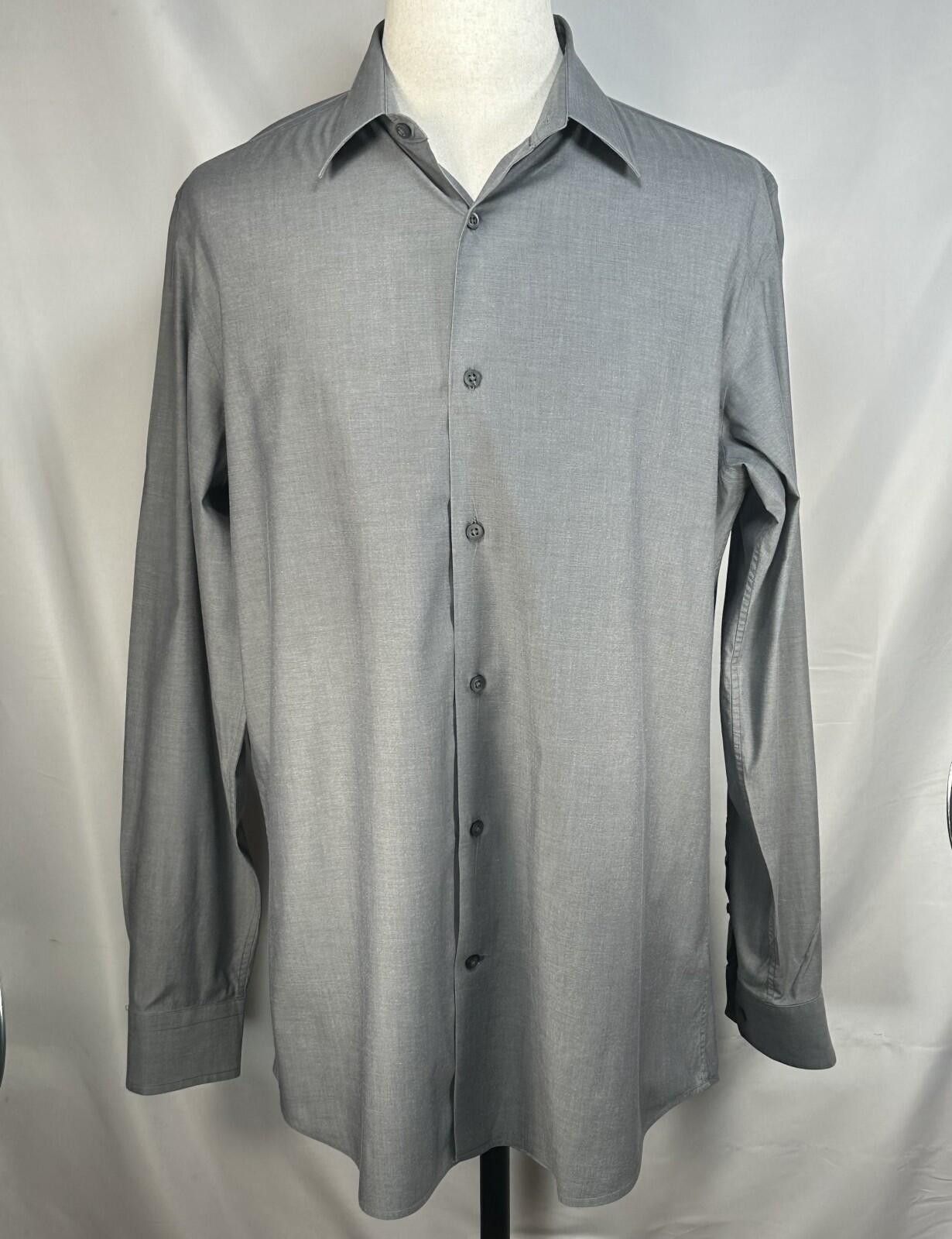 Banana Republic Banana Republic Stretch Slim Fit Tall Button Up Gray Men L Size US XL / EU 56 / 4 - 1 Thumbnail