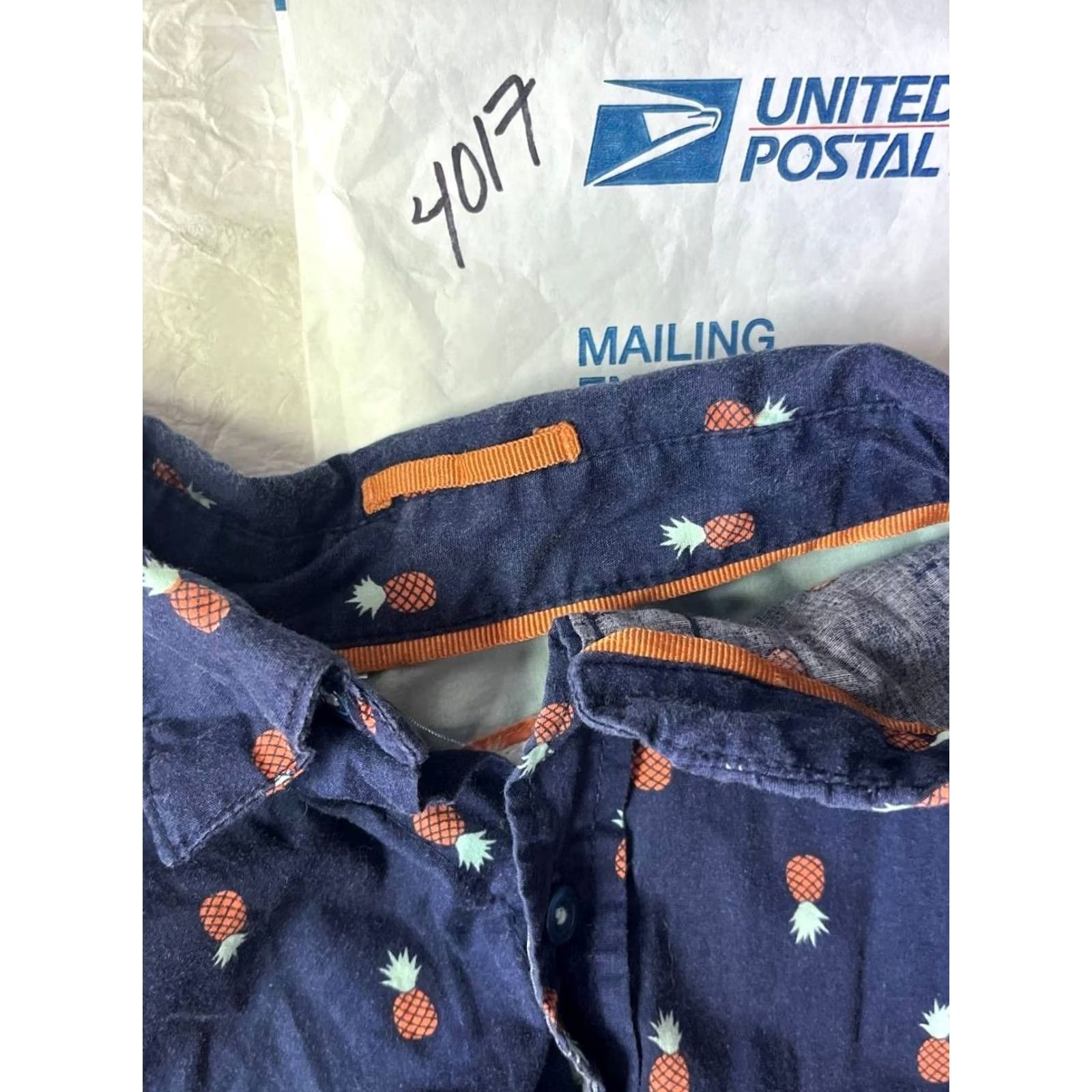 Vintage Trunks Surf and Swim Co. Shirt Blue Button-Up Tiki Luau Hula Pineapple Preppy Men L Size US L / EU 52-54 / 3 - 8 Thumbnail
