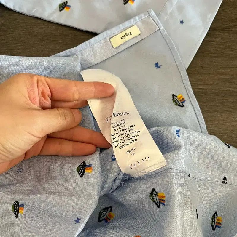 Dior Dior Light Blue Cotton Embroidered Men's Shirt . Size US M / EU 48-50 / 2 - 8 Thumbnail