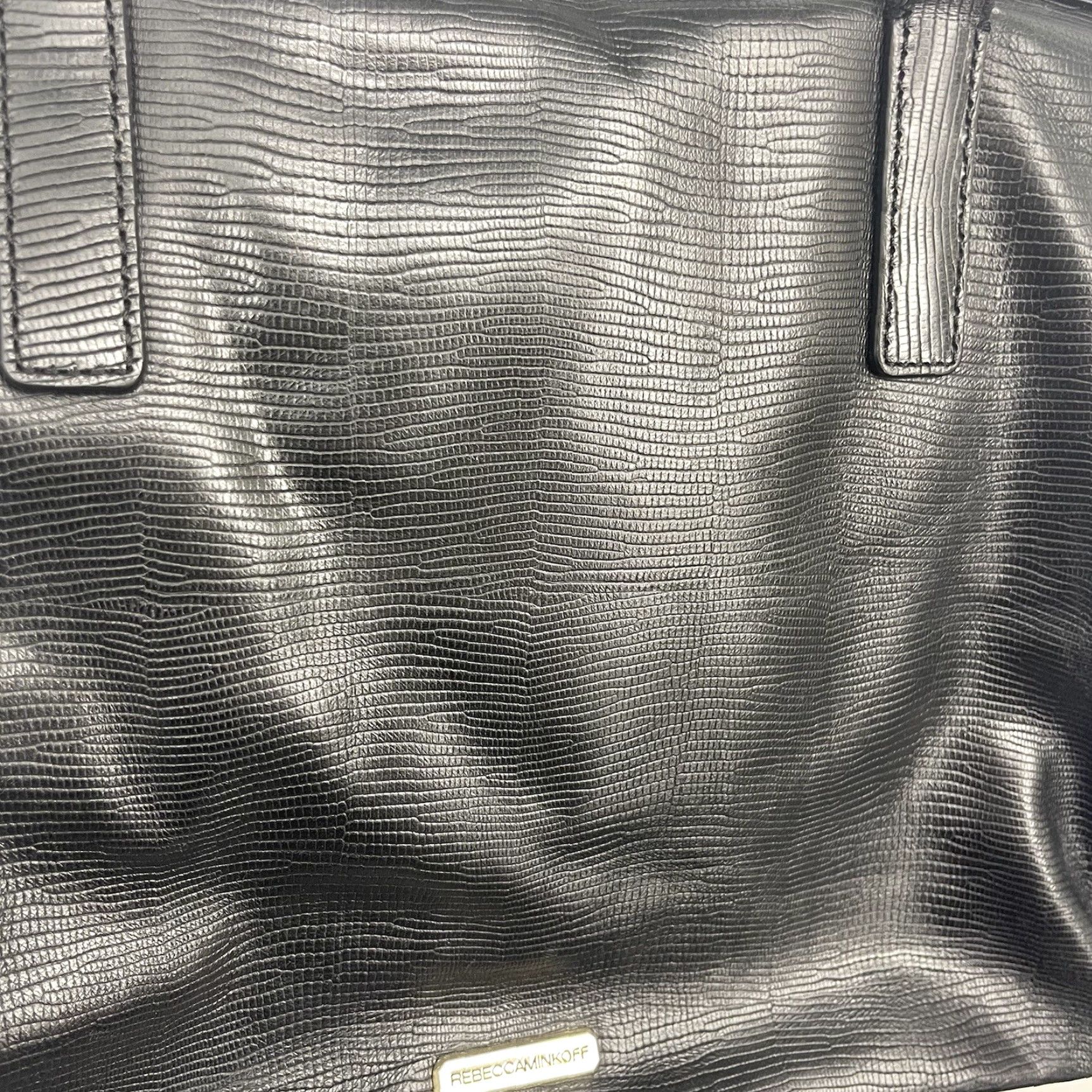 Rebecca Minkoff Rebecca Minkoff Purse Womens Leather Large Tote Handbag Black Quiet Luxury y2k Reptile Embossed Size ONE SIZE - 2 Thumbnail