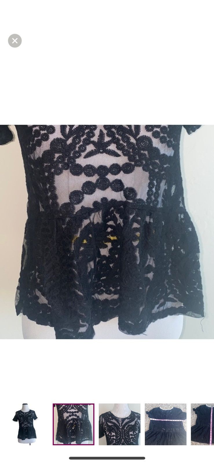 Zara Zara trafaluc small black lace peplum blouse Size S / US 4 / IT 40 - 2 Thumbnail