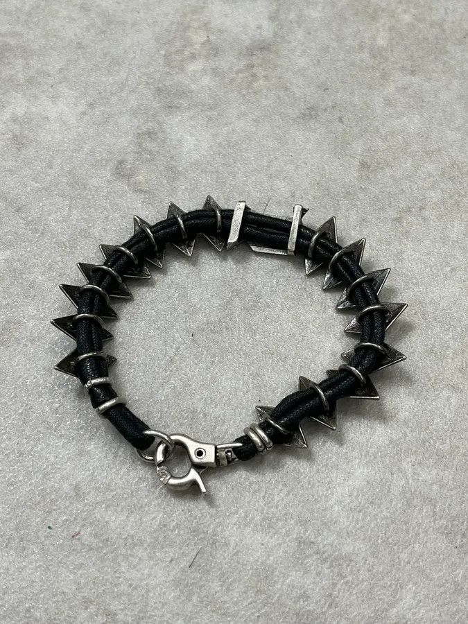 John Galliano John Galliano Silver Leather Studded Bracelet Size ONE SIZE - 6 Thumbnail