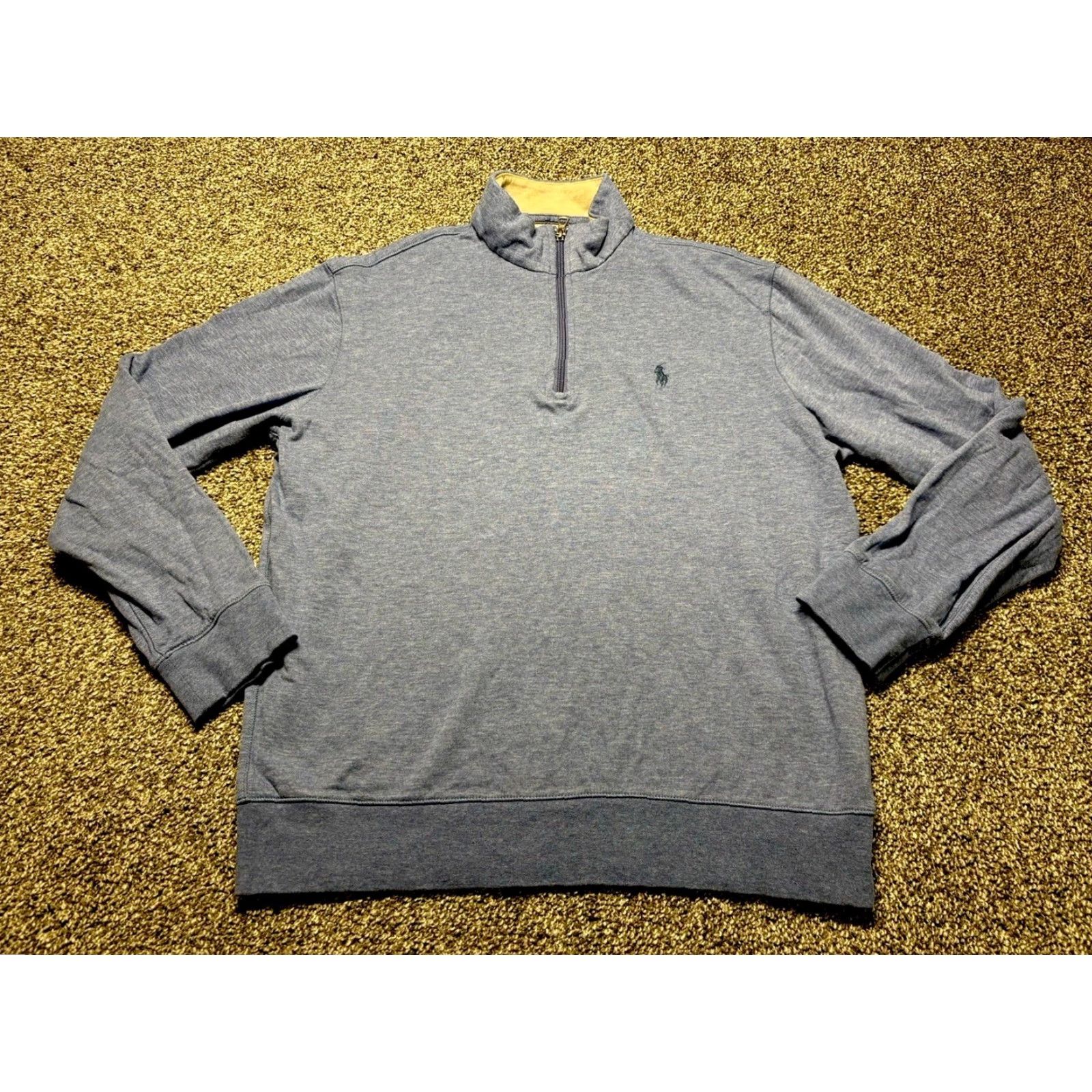 Polo Ralph Lauren Polo Ralph Lauren Sweater Quarter Zip Pullover Mens M Blue Cotton 1/4 Zip Pullover Mock Neck Knit Buttonless Logo Zipper Size US M / EU 48-50 / 2 - 3 Thumbnail