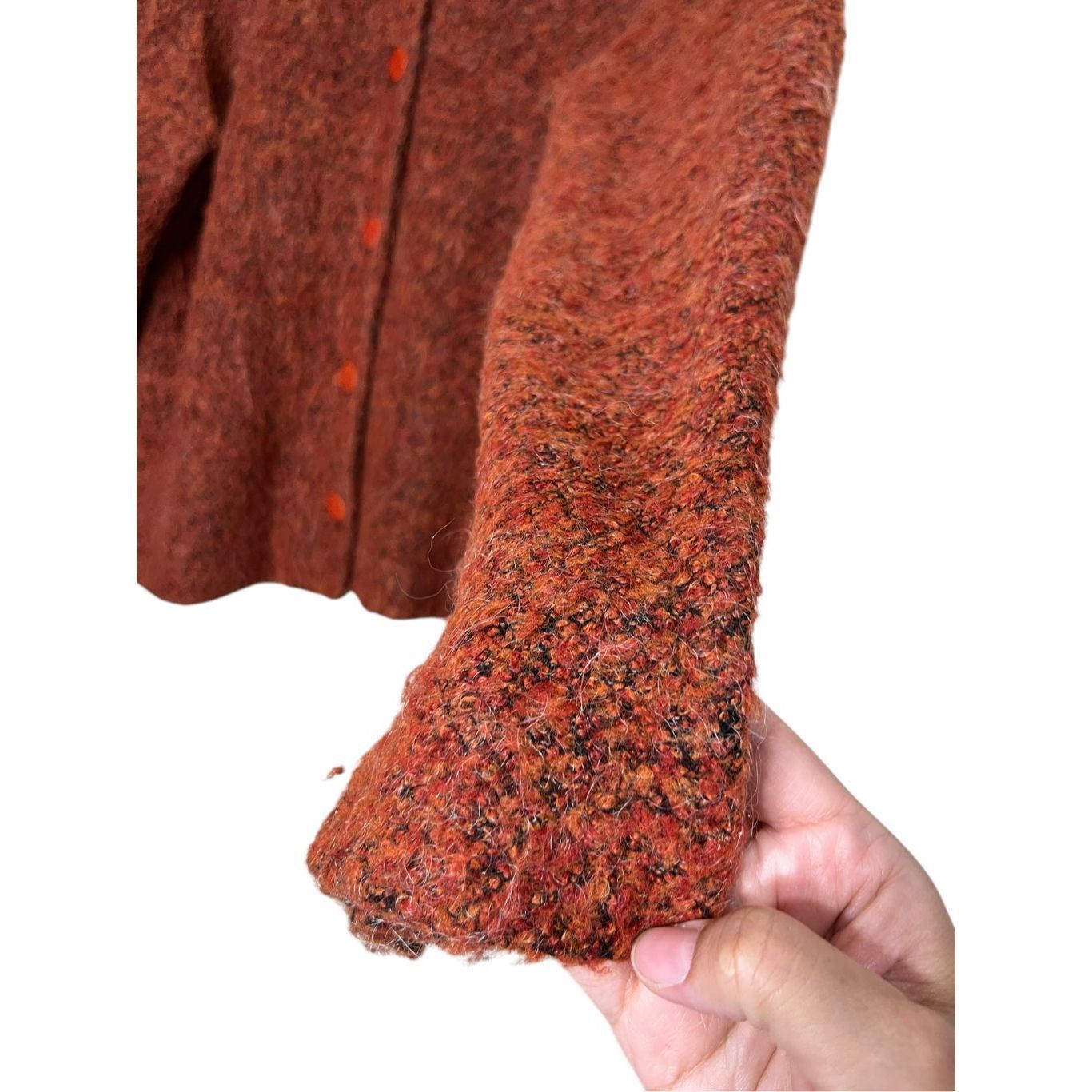 Other Kathleen Sommers Mohair Wool Blend Spice Orange Cardigan Swe Size S / US 4 / IT 40 - 5 Thumbnail