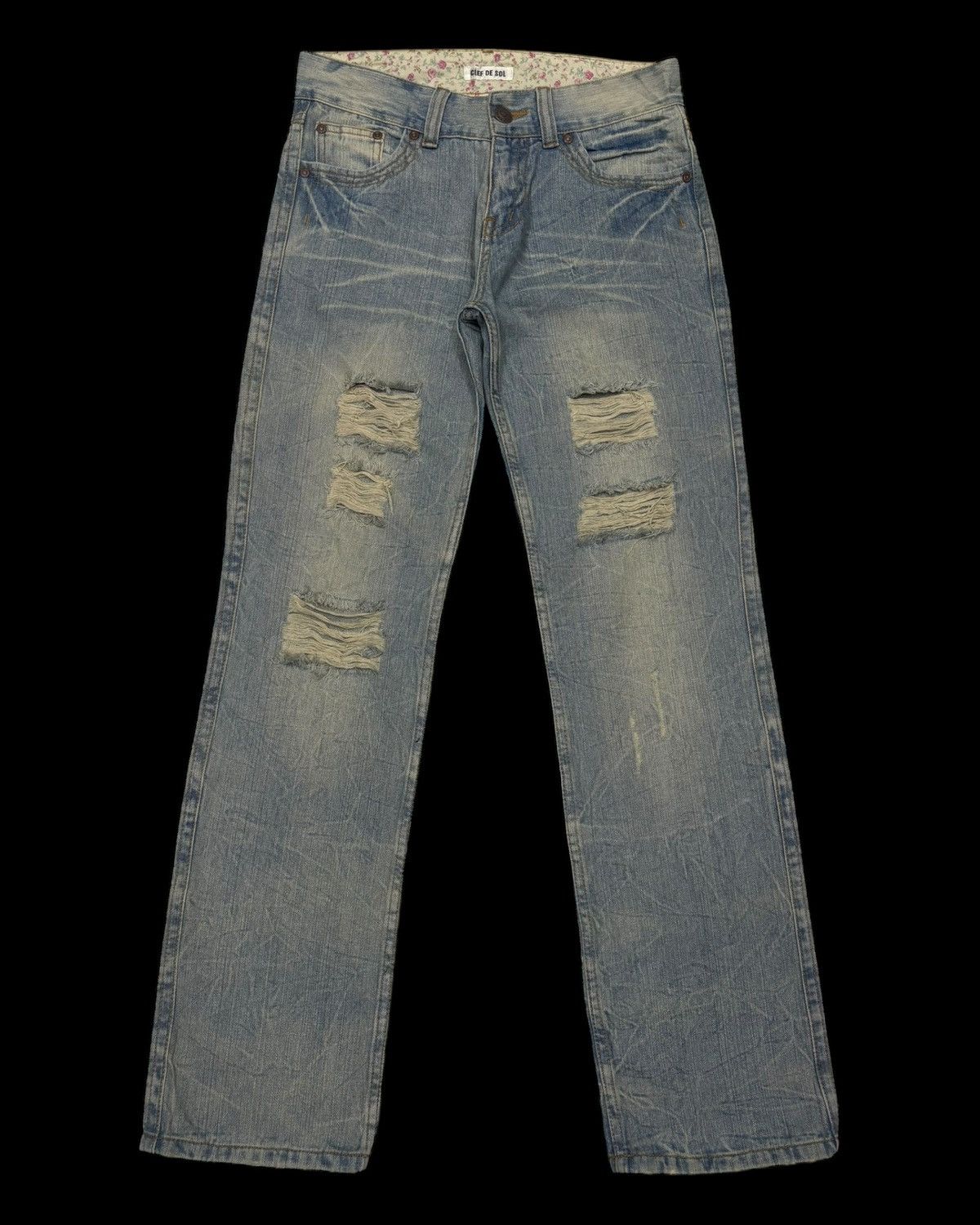 If Six Was Nine × Japanese Brand × Le Grande Bleu (L.G.B.) RIPPED 🇯🇵 CLEF DE SOL JAPANESE DISTRESSED DENIM JEANS Size US 30 / EU 46 - 7 Thumbnail