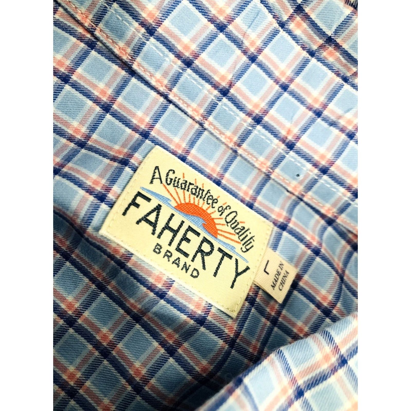Faherty Faherty Plaid LightWeight Mens L Shirt Long Sleeve Pink Purple Blue Size US L / EU 52-54 / 3 - 5 Thumbnail