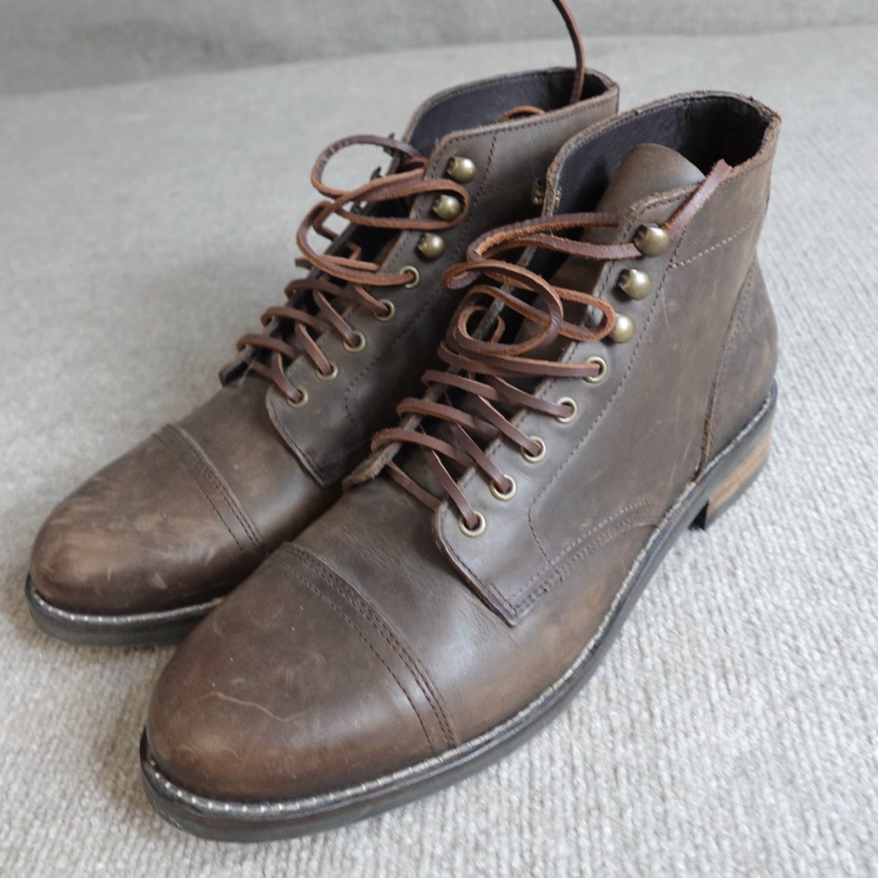 RHODE Rhodes Dean Boots Mens 11 Brown Leather Speed Lace Dark Nubuck Cap Toe Lace Up Ankle Boot Portugal Portugal Size US 11 / EU 44 - 2 Thumbnail