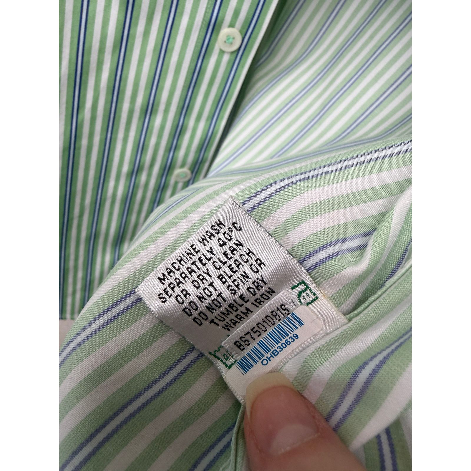 BUGATCHI Bugatchi Shaped Fit Stripe Button Front Shirt Green Men’s L Size US L / EU 52-54 / 3 - 11 Thumbnail