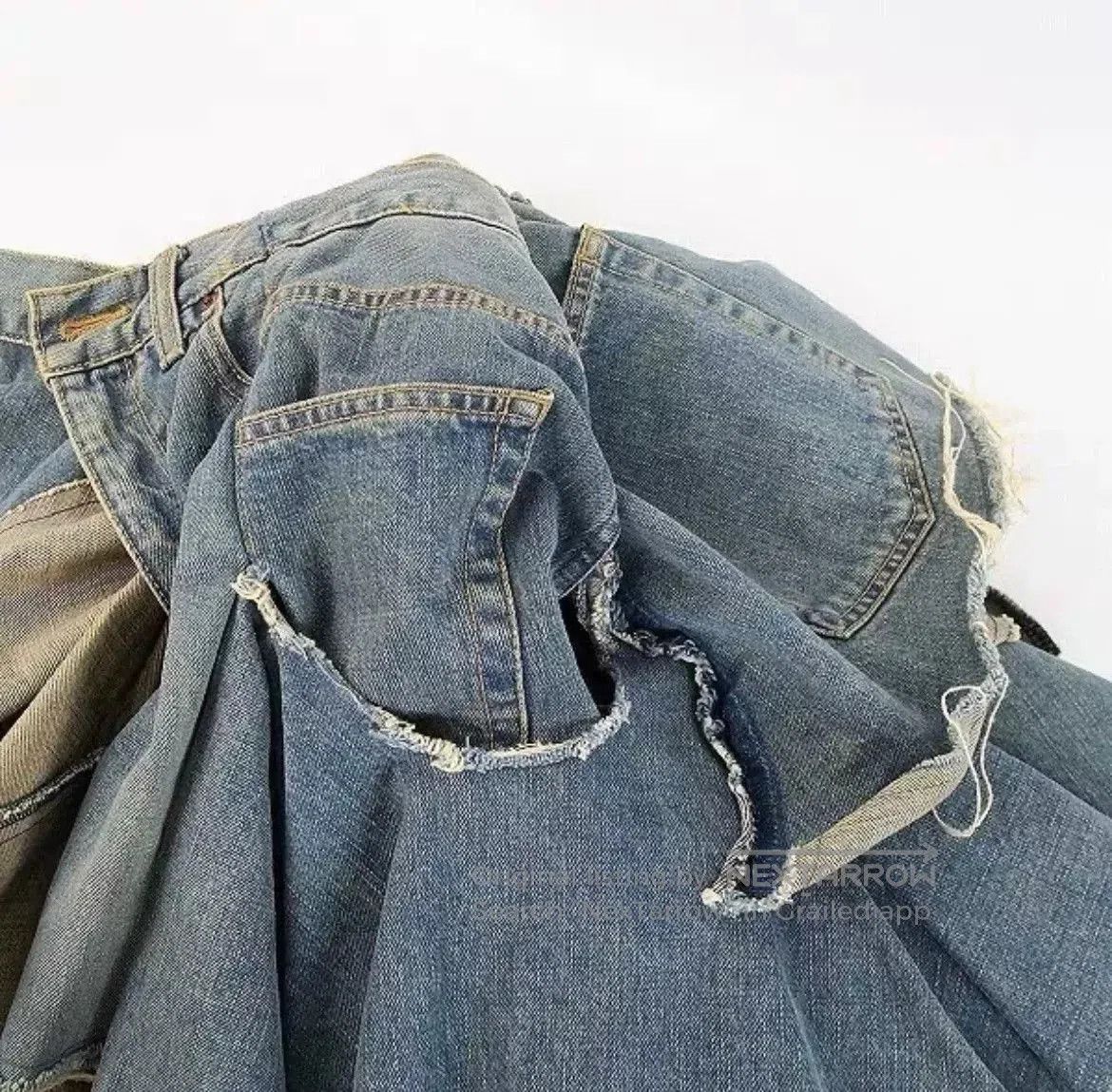 Junya Watanabe layered flower pleated denim half skirt. Size US 27 - 4 Thumbnail