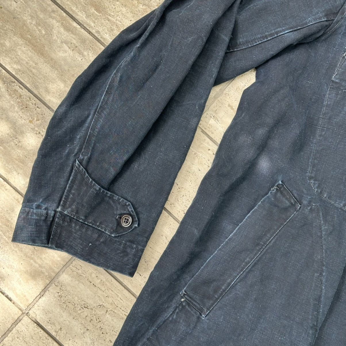 Vintage Rare. 1930s French Antique Indigo Linen Maquignon Coat Size US M / EU 48-50 / 2 - 4 Thumbnail