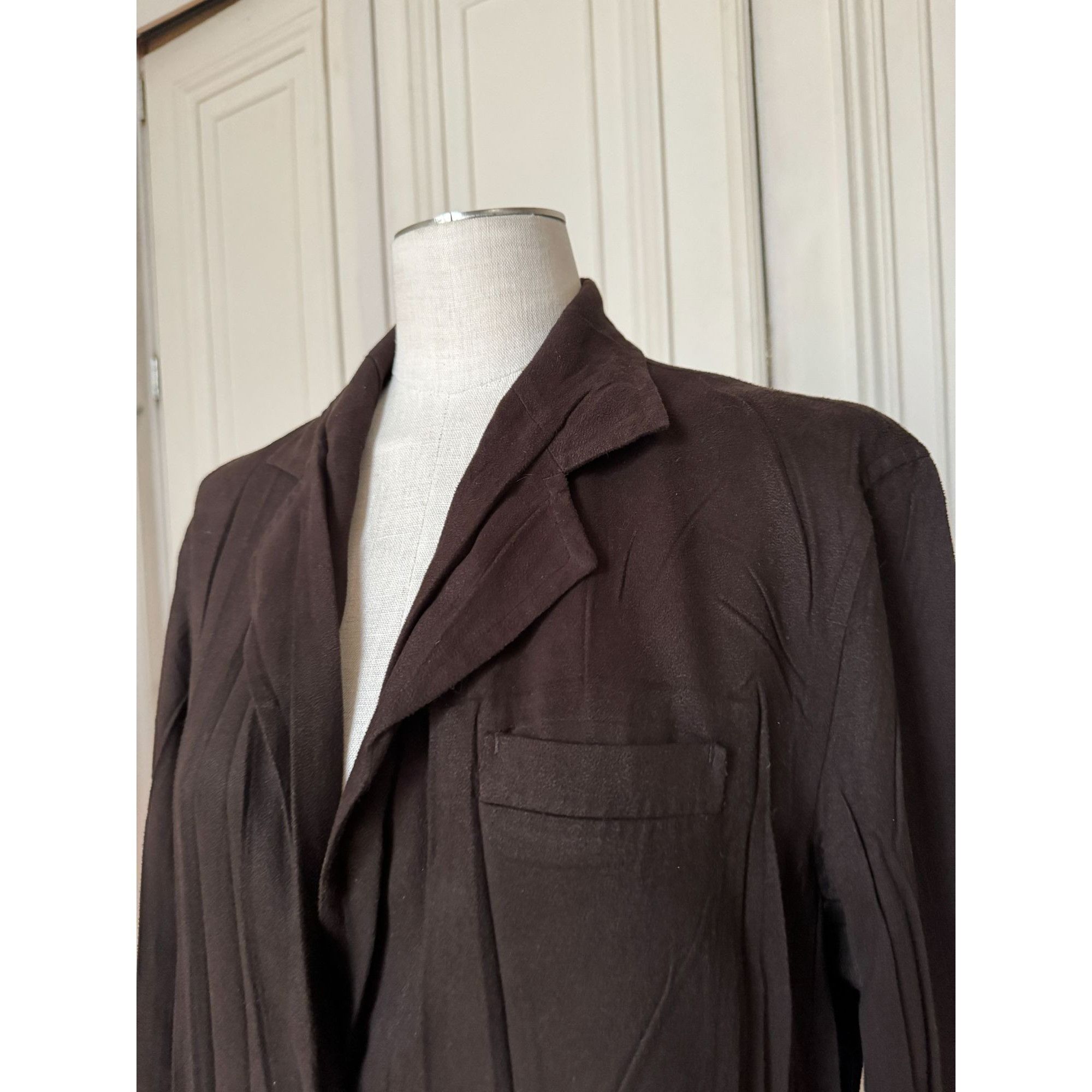 Issey Miyake Early 1990s Brown Moleskin Pants Suit Size M / US 6-8 / IT 42-44 - 3 Thumbnail