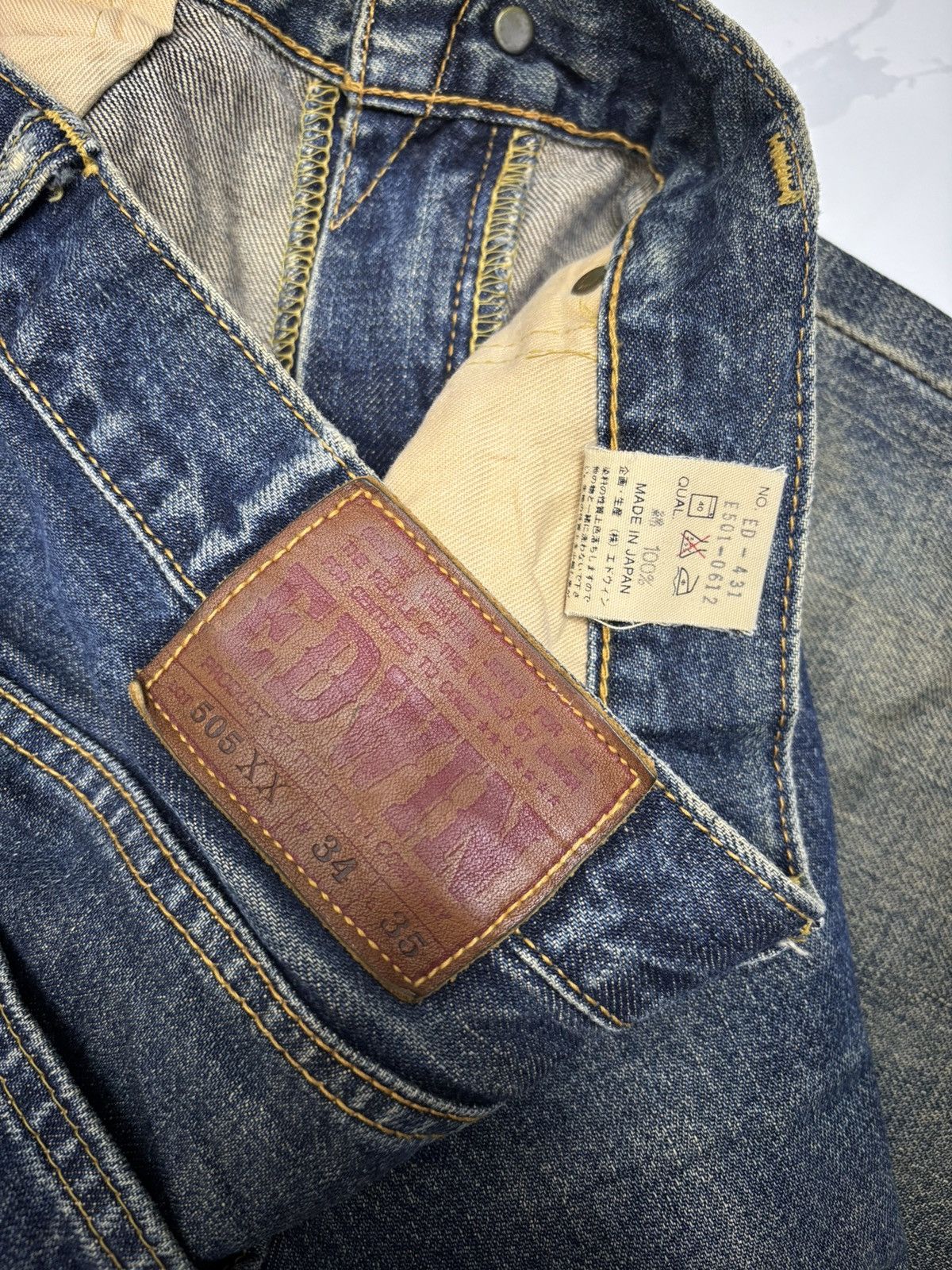 Kapital 🔥EDWIN 505xx SELVEDGE BAGGY JEANS MUD WASH DISTRESSED DENIM Size US 34 / EU 50 - 12 Thumbnail