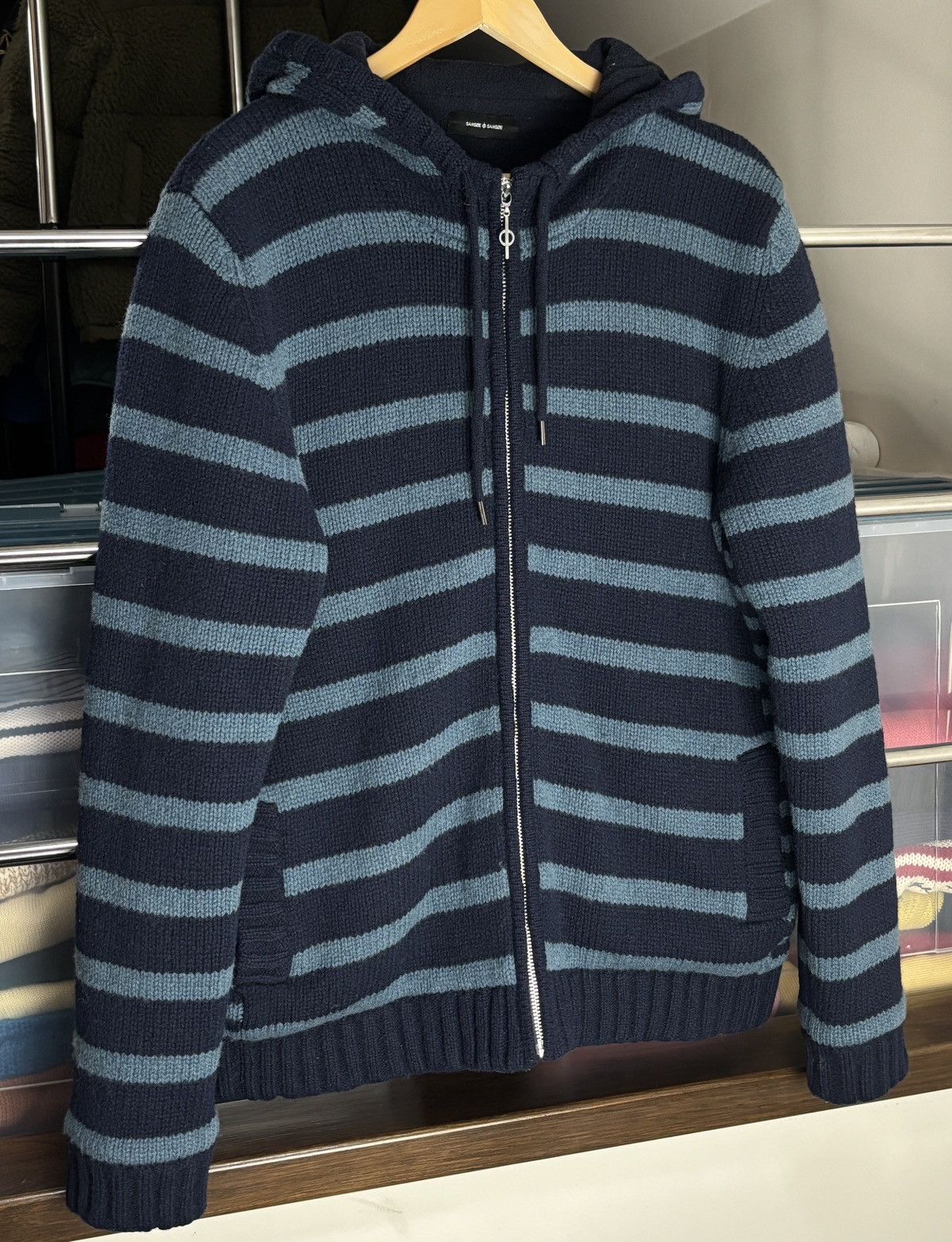 Samsoe Samsoe Samsoe Samsoe Knitted Shetland Wool Zip Up Hoodie Jacket Size US XXL / EU 58 / 5 - 2 Thumbnail