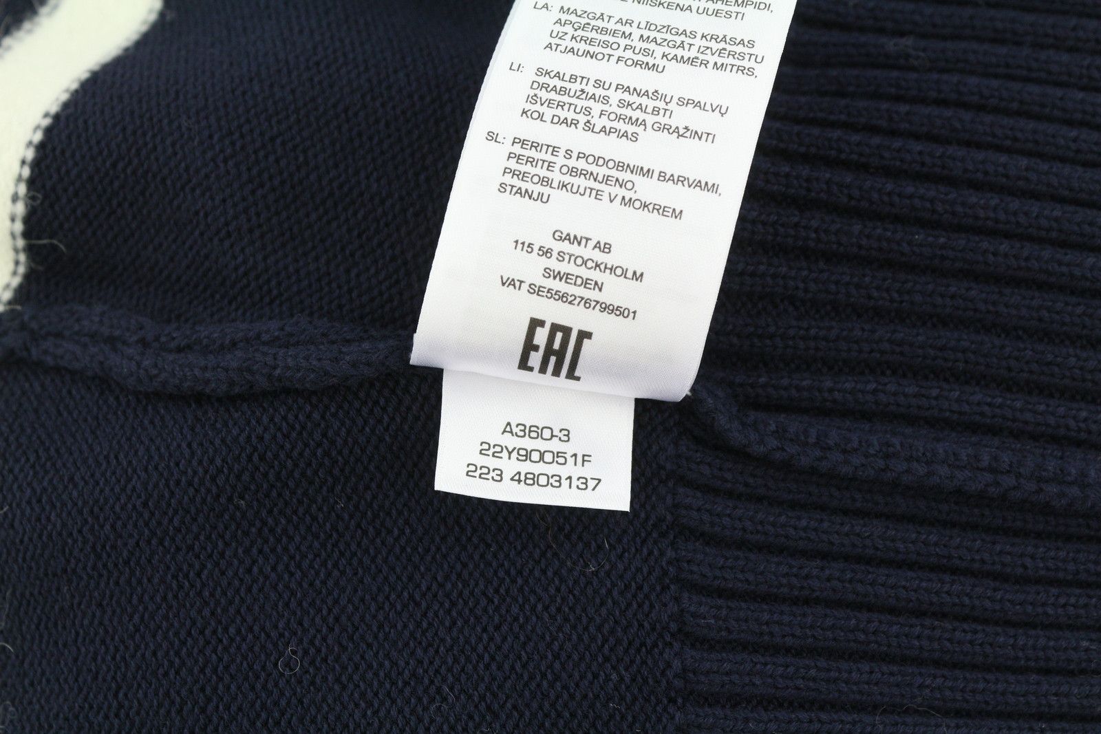 Gant BLOCK STRIPED C-NECK 2XL Evening Blue Alpaca 88090 Size XXL / US 16-18 / IT 52-54 - 9 Thumbnail