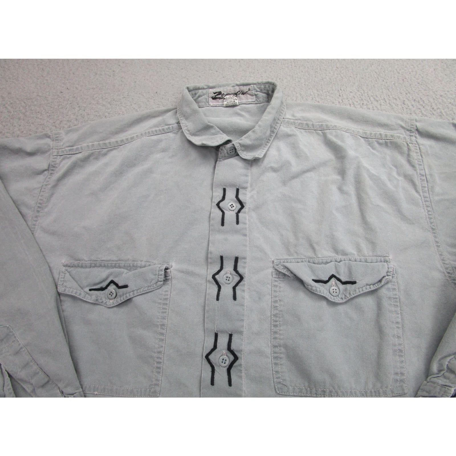 Vintage VINTAGE Zeppelin Shirt Button-Up Mens Medium Gray Long Sleeve Embroidered Western Casual Size US M / EU 48-50 / 2 - 3 Thumbnail