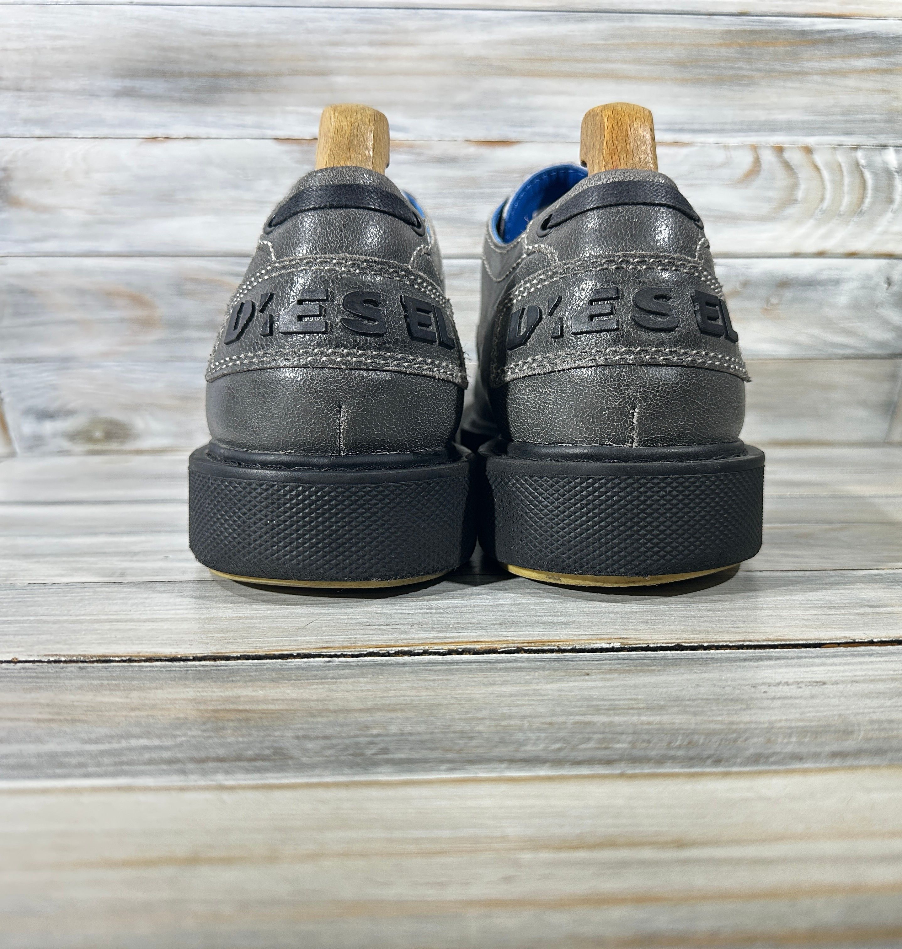 Diesel × Leather Diesel D-Cage Db Ct Gray Leather Lace Up Cap Toe Oxfords Size US 12.5 / EU 45-46 - 7 Thumbnail