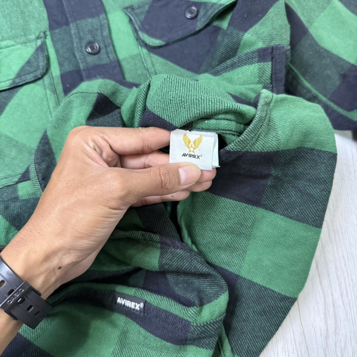 Avirex Avirex heavy flannel two pocket plaid green black button Size US M / EU 48-50 / 2 - 5 Thumbnail