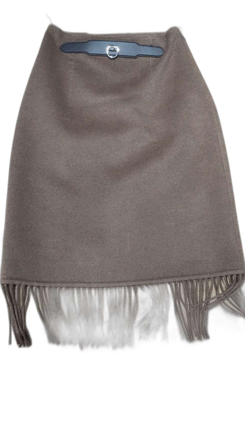 Hermes Elegant Wool Skirt with Fringe Detail-2506 Size 22" - 1 Thumbnail