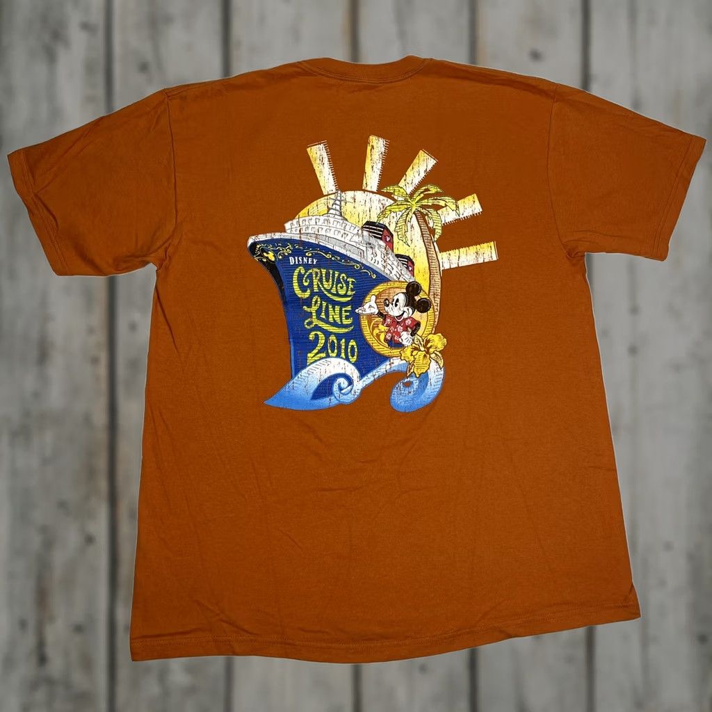 Disney Disney Cruise Line T-Shirt Orange Mickey Graphic XL Unisex Adults Cotton Crew Neck Short Sleeve Disney 2010 Vintage? No Size US XL / EU 56 / 4 - 1 Thumbnail
