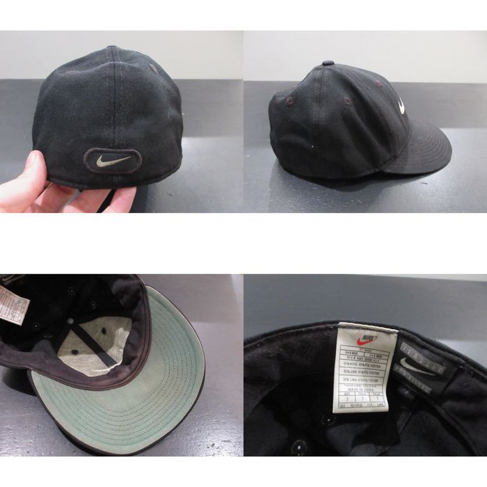Nike VINTAGE Nike Hat Cap Fitted Mens 7 Black White Swoosh Logo 90s — free download