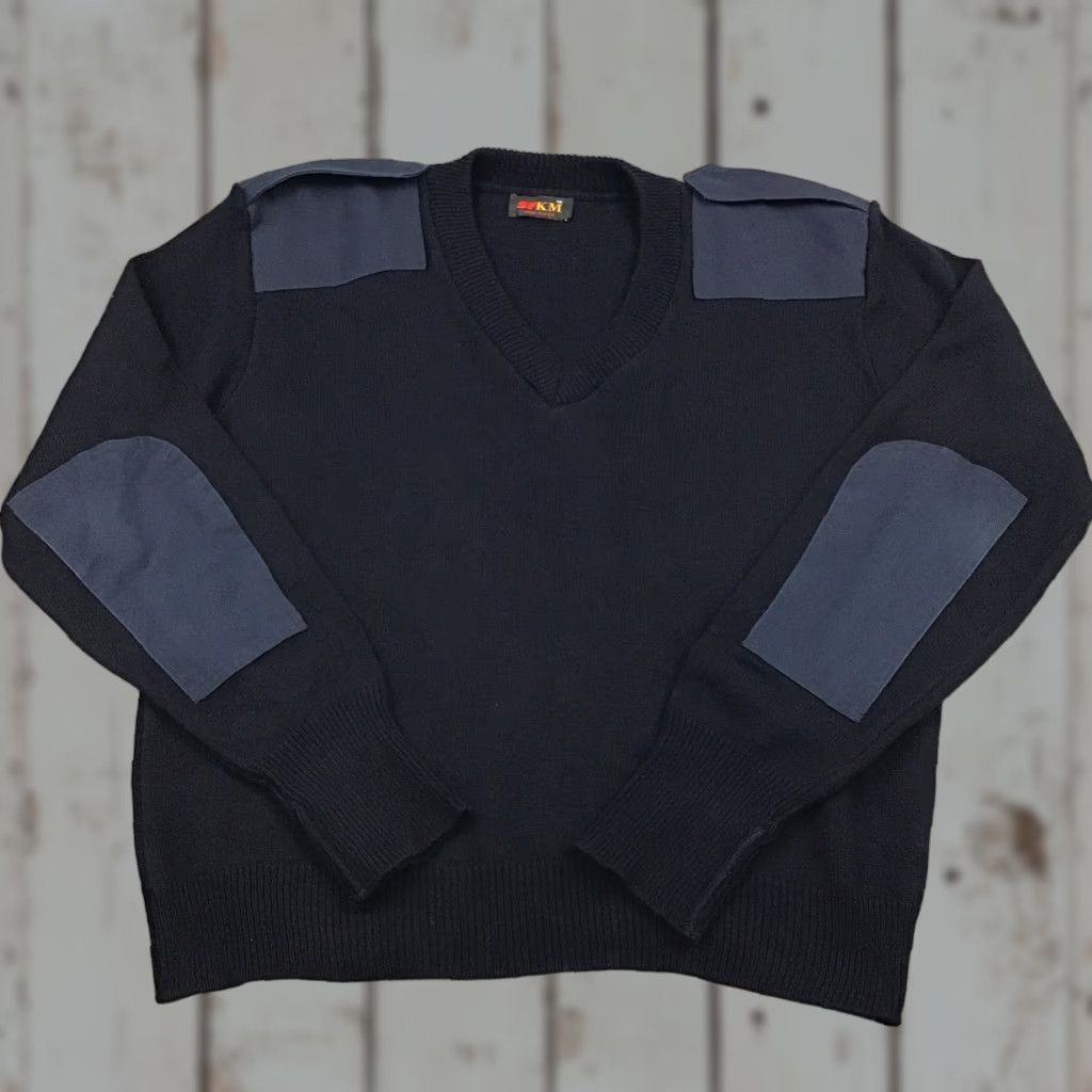 Commando SFKM Sweater Men XL Blue V-Neck Elbow Patch Pullover Size US XL / EU 56 / 4 - 1 Thumbnail
