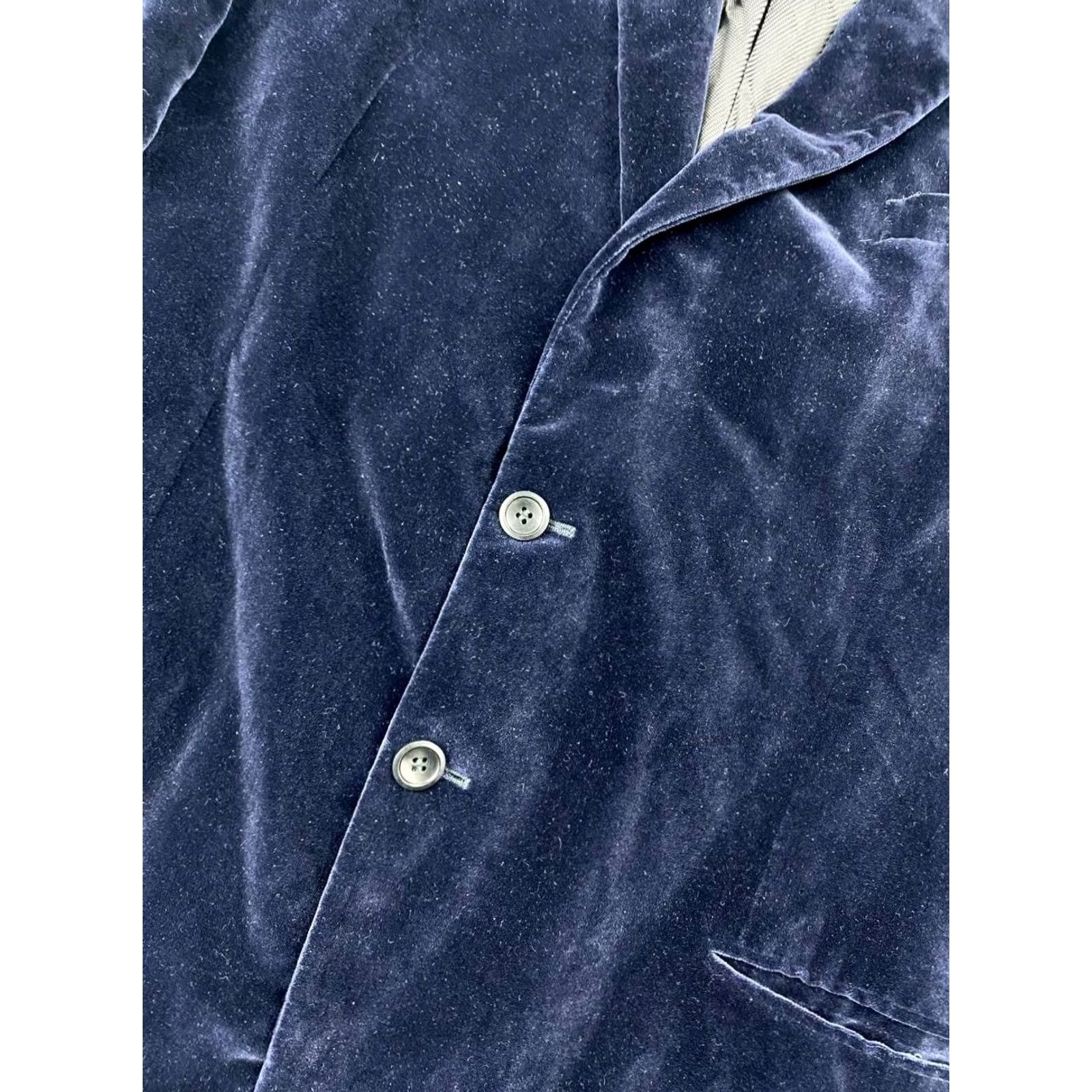 Armani Armani Collezioni Blazer Jacket Men 54R Blue Blue Vintage No Notch Lapel Single-Breasted Tuxedo Front Flat Front Size 54R - 6 Thumbnail